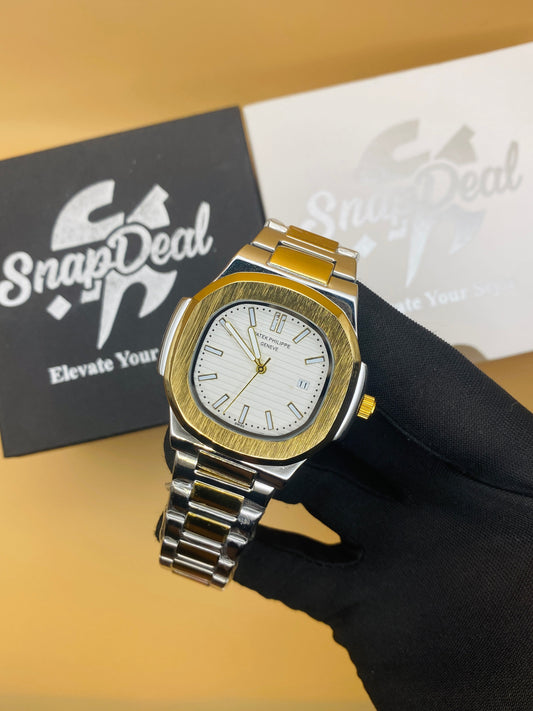 Patek Philippe Geneve Two Tone Golden-Silver with White Dial