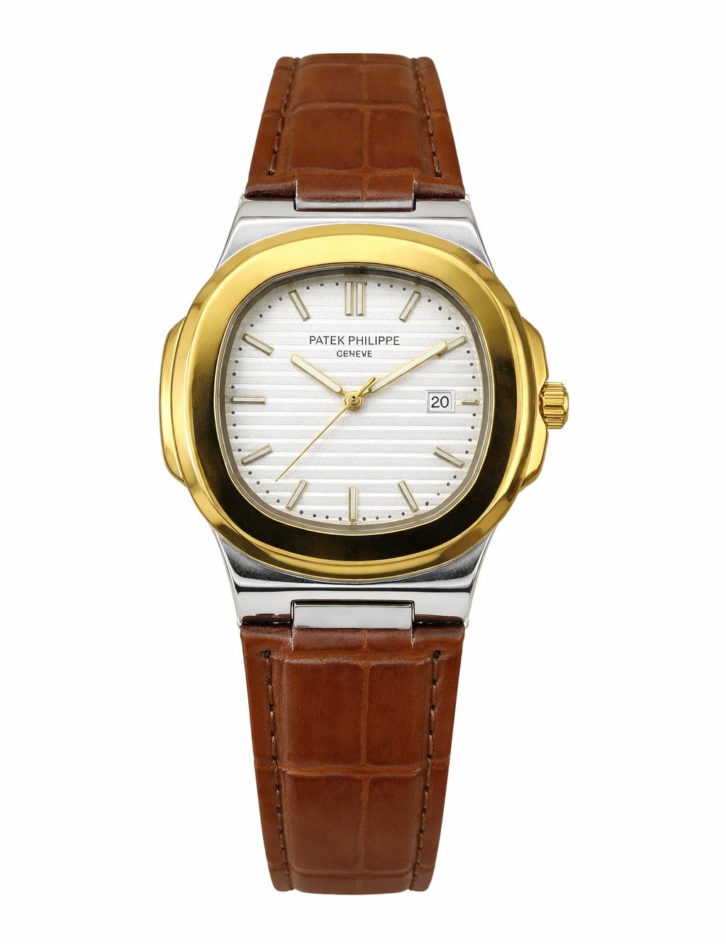 PATEK PHILLIPE Brown Leather Strap Master Lock - Dial (Golden-White)