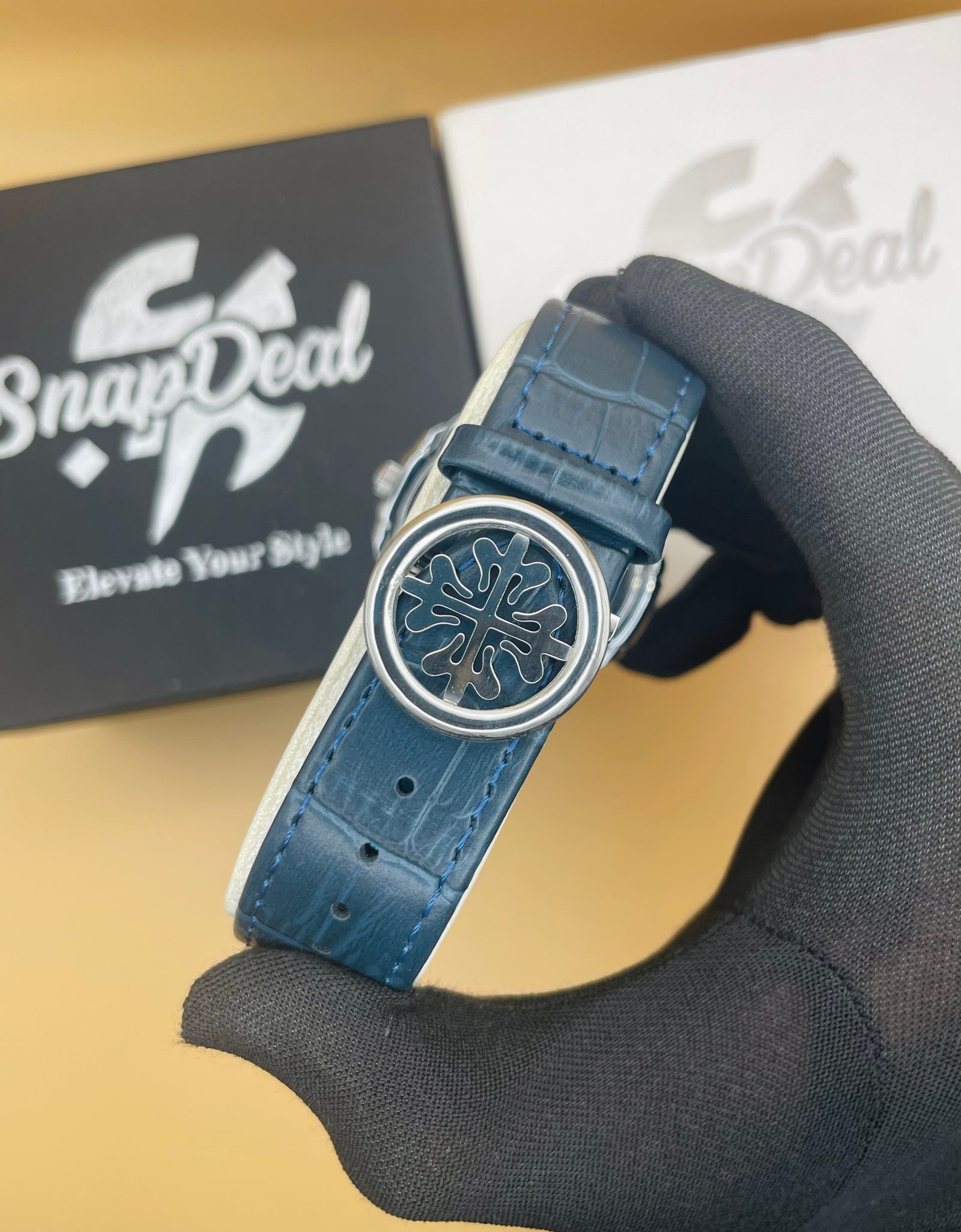 P-P Blue Leather Strap Master Lock - Dial (Blue-Silver)