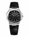 PATEK PHILLIPE Black Leather Strap Master Lock - Dial (Black-Silver)