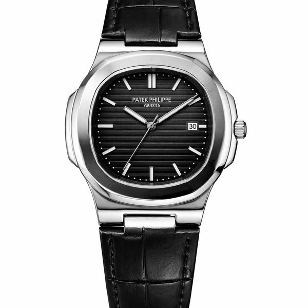 PATEK PHILLIPE Black Leather Strap Master Lock - Dial (Black-Silver)