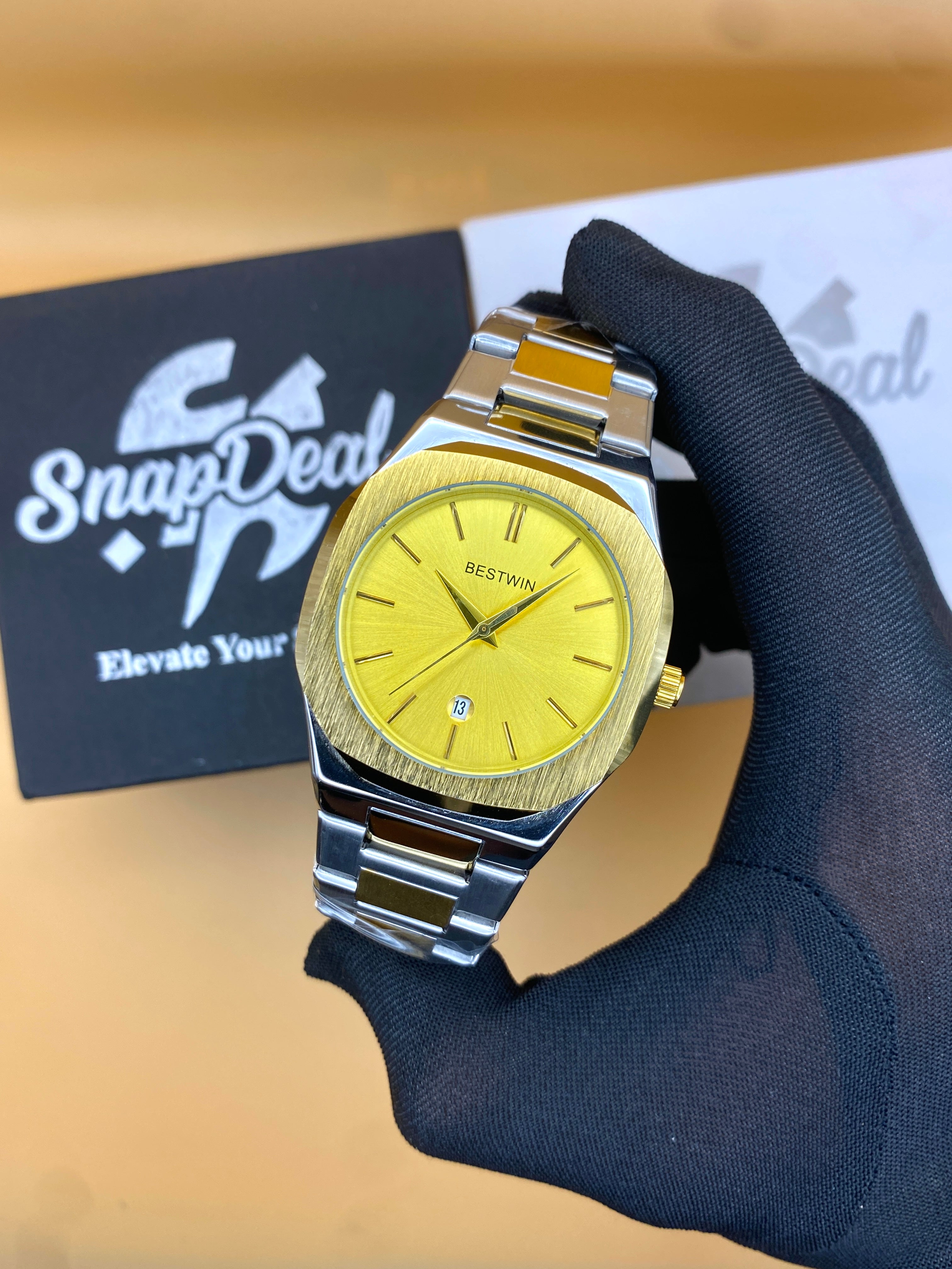 Bestwin Stainless Steel Silver with (Golden Dial)