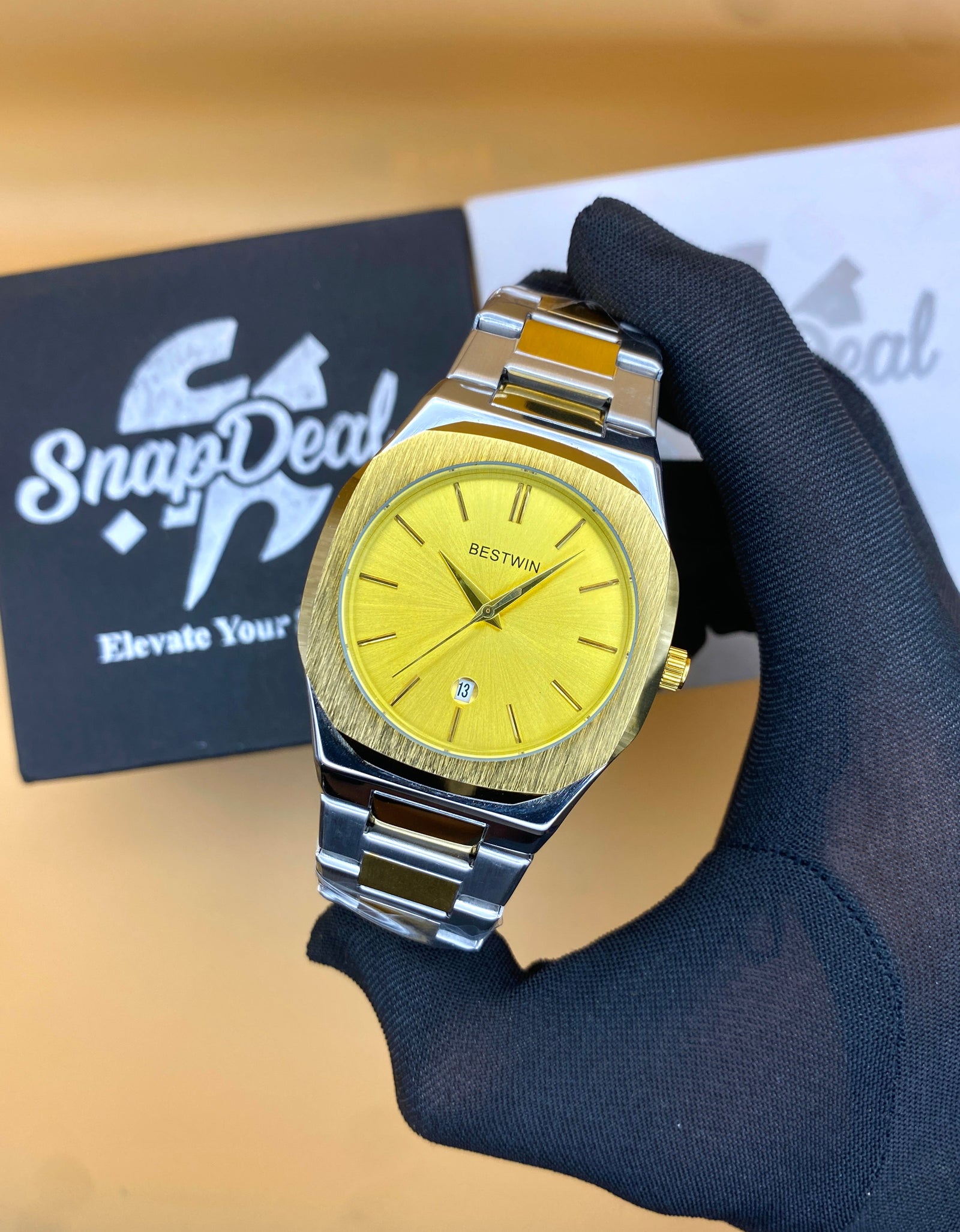 Bestwin Stainless Steel Silver with (Golden Dial)