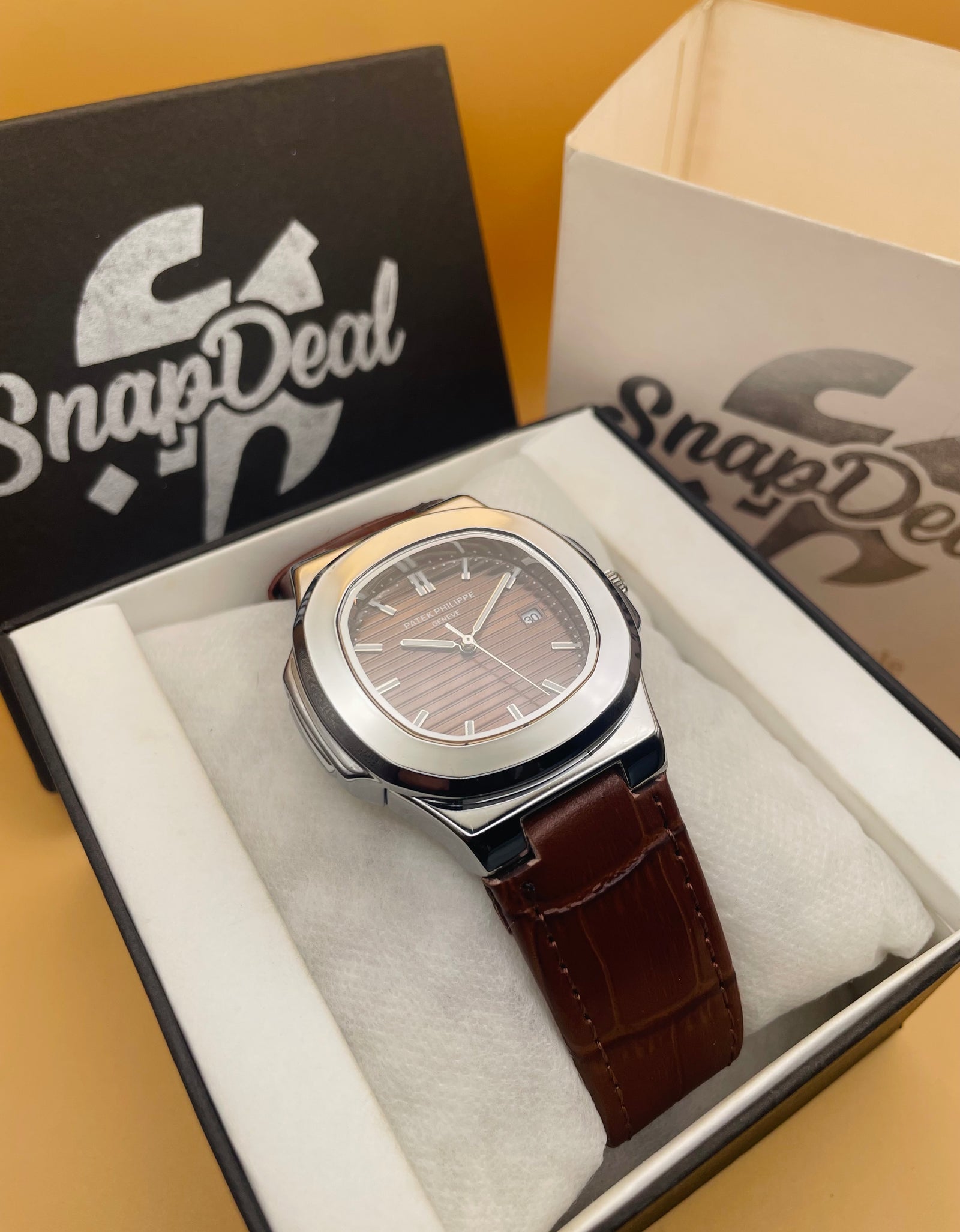 PATEK PHILLIPE Brown Leather Strap Master Lock - Dial (Brown-Silver