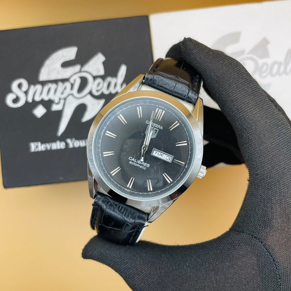 Tag Caliber 5 Black Leather Strap