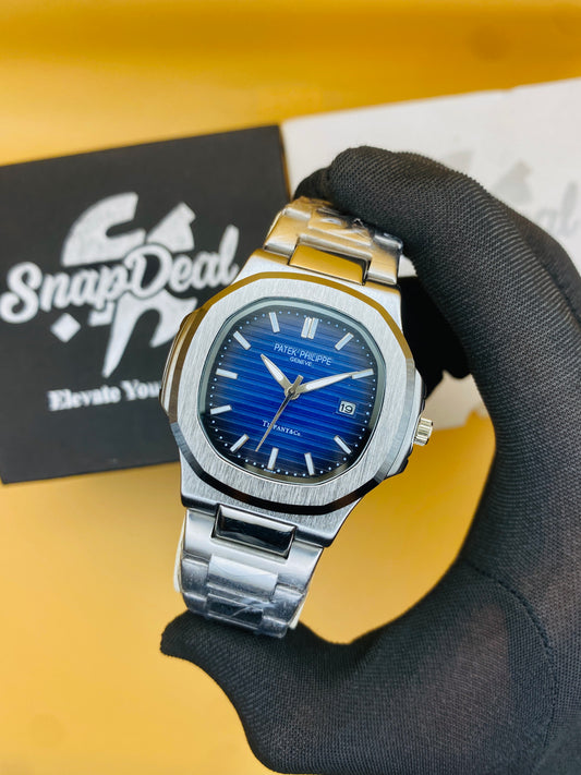 Patek Philippe Silver with (Blue Dial)