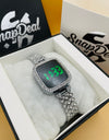 Exclusive Crystal-Embedded Digital Watch with Luxury Bracelet Design (Silver)