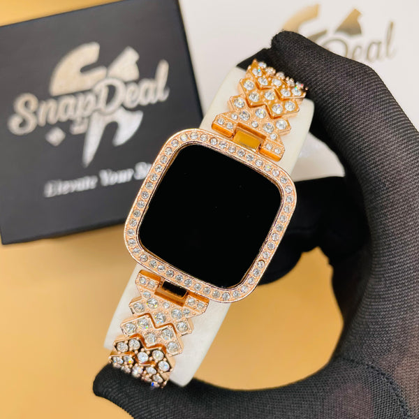 Exclusive Crystal-Embedded Digital Watch with Luxury Bracelet Design (Rose-Gold)