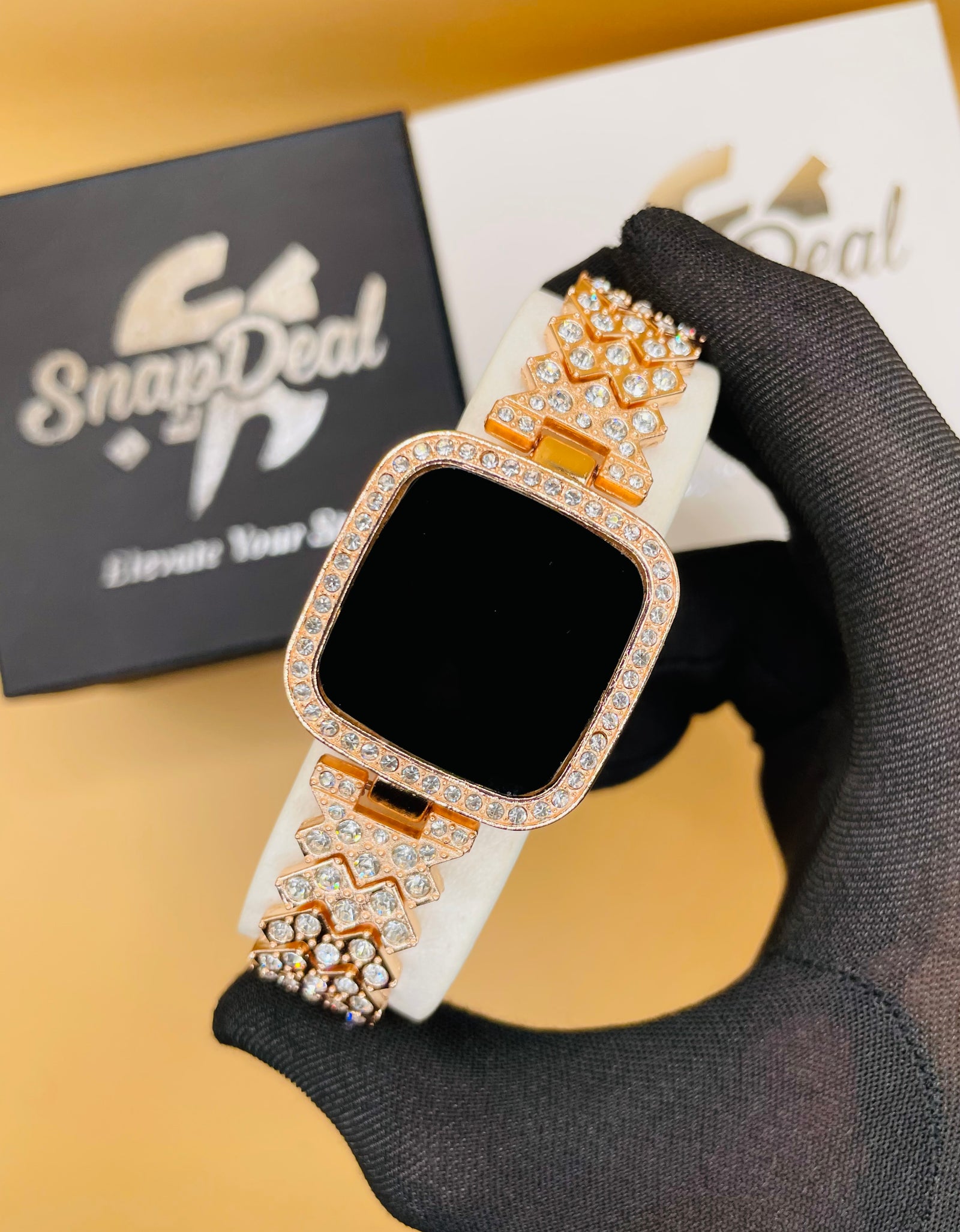 Exclusive Crystal-Embedded Digital Watch with Luxury Bracelet Design (Rose-Gold)