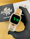 Exclusive Crystal-Embedded Digital Watch with Luxury Bracelet Design (Rose-Gold)