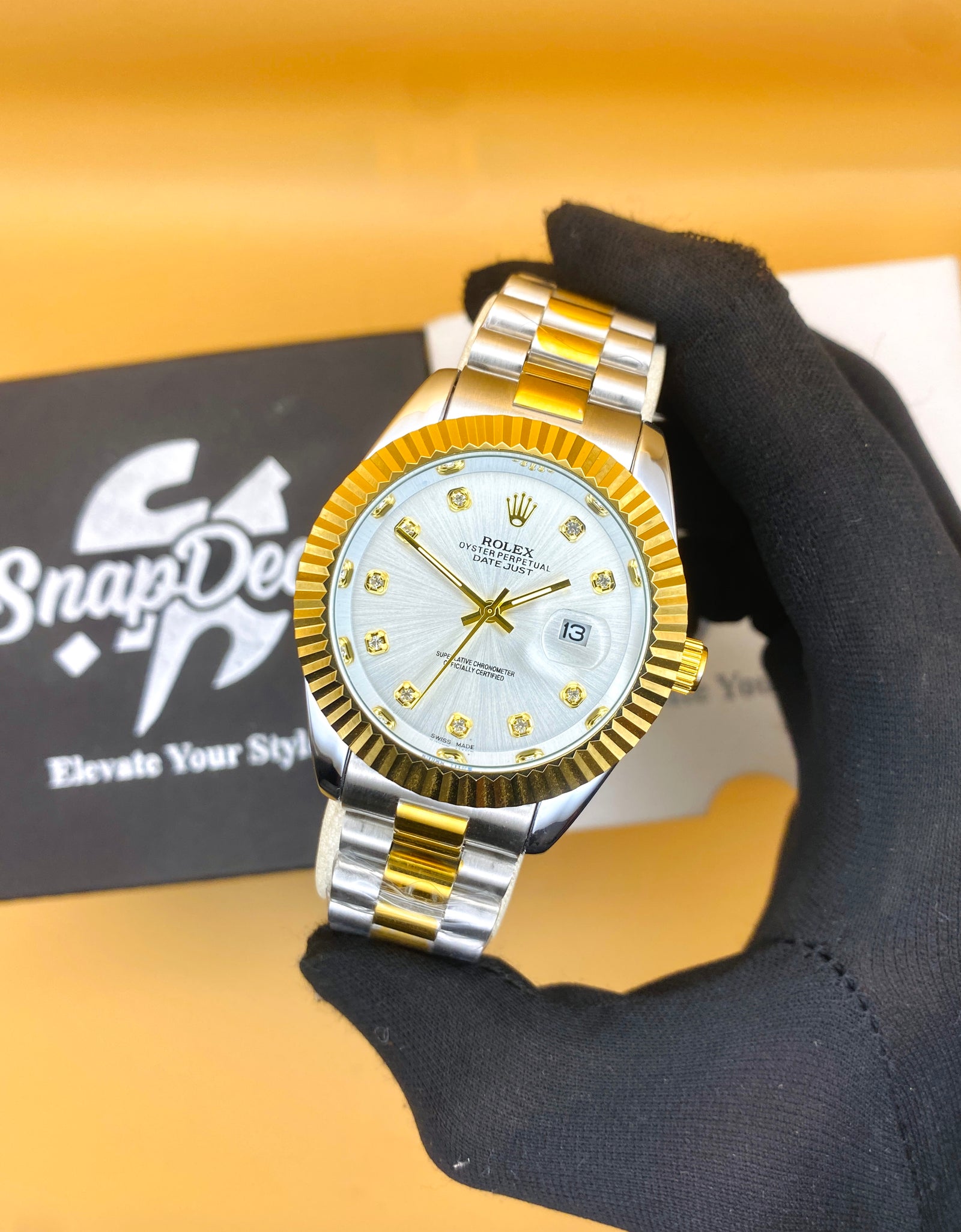 Rolex Stainless Steel 40mm Two Tone Golden-Silver with (White Dial)