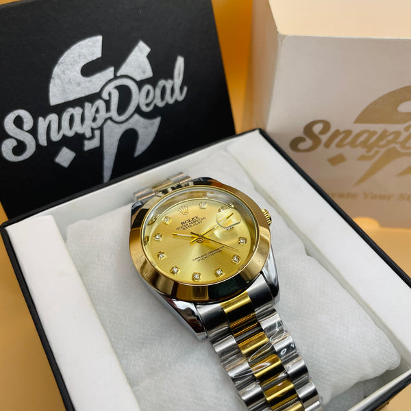 Rolex Stainless Steel 40mm Two Tone Golden-Silver with (Golden Dial)