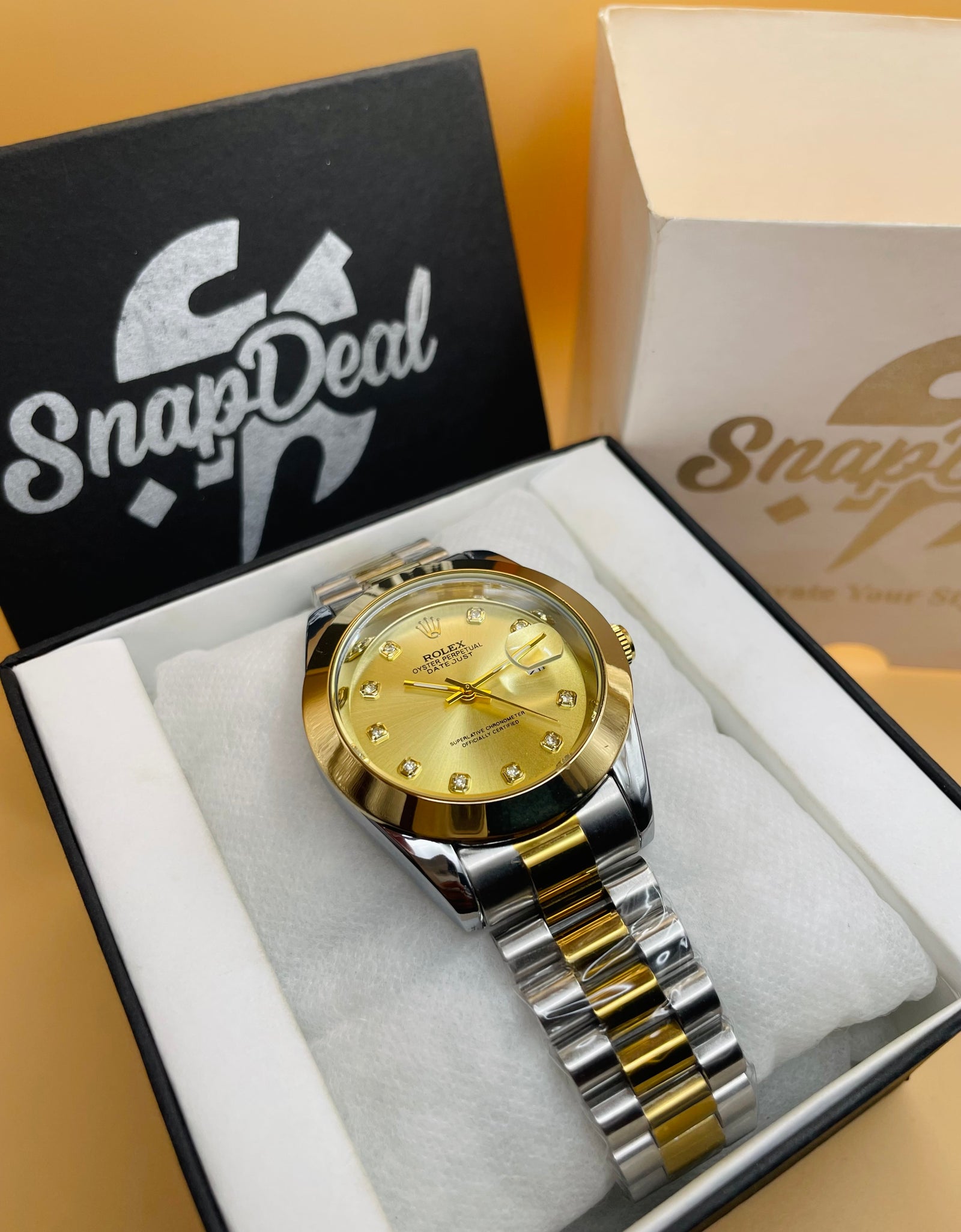 Rolex Stainless Steel 40mm Two Tone Golden-Silver with (Golden Dial)