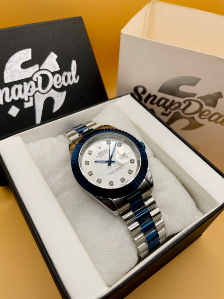 Rolex Stainless Steel 40mm Blue-Silver with (White Dial) Kangaroo