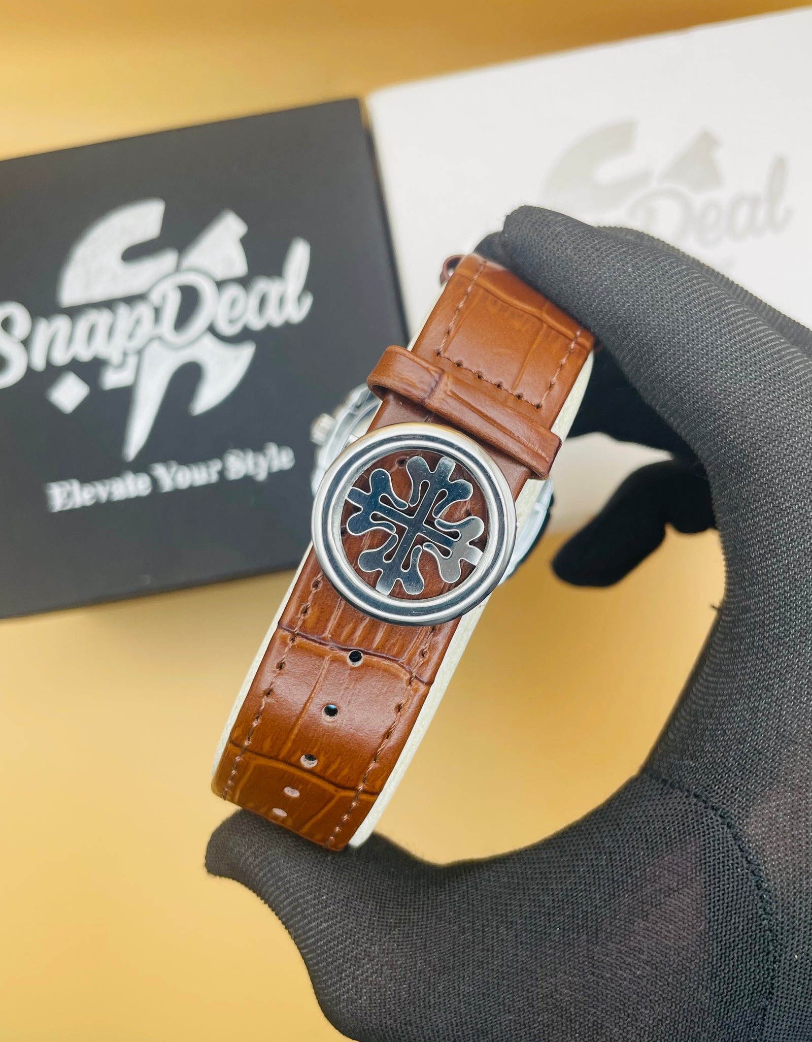 PATEK PHILLIPE Brown Leather Strap Master Lock - Dial (Brown-Silver