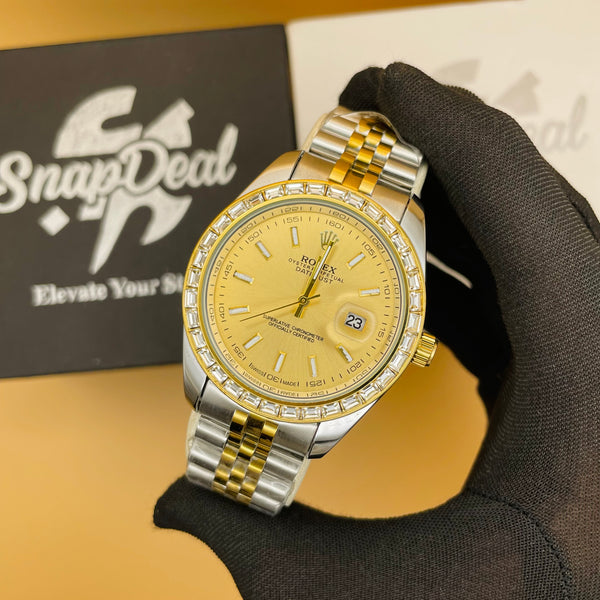 RLX Golden Silver with (Golden Dial) Diamonds Bezel