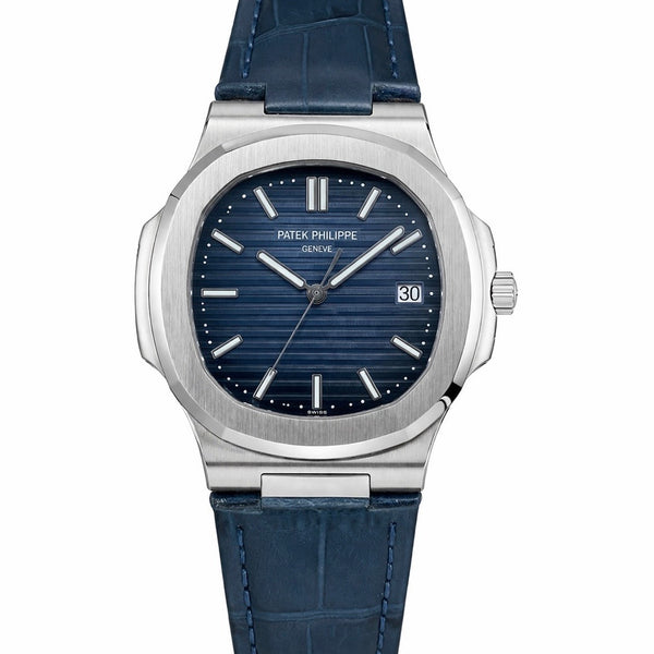 PATEK PHILLIPE Blue Leather Strap Master Lock - Dial (Blue-Silver)