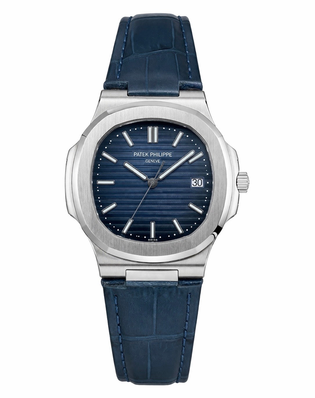 P-P Blue Leather Strap Master Lock - Dial (Blue-Silver)
