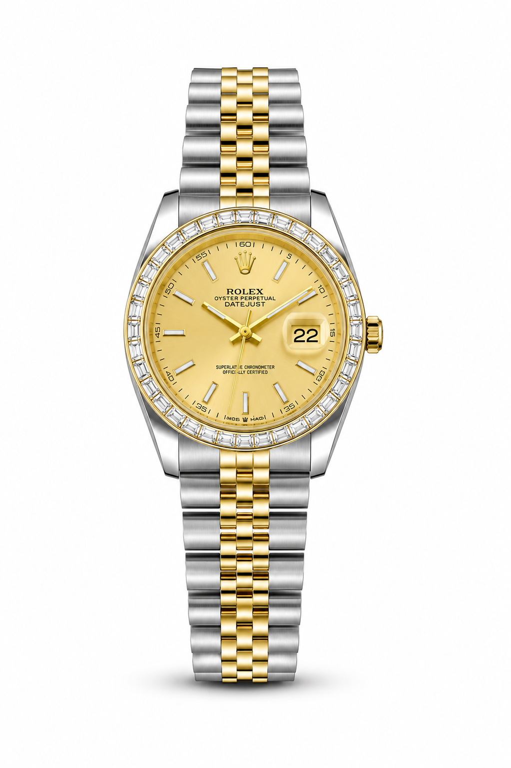RLX Golden Silver with (Golden Dial) Diamonds Bezel