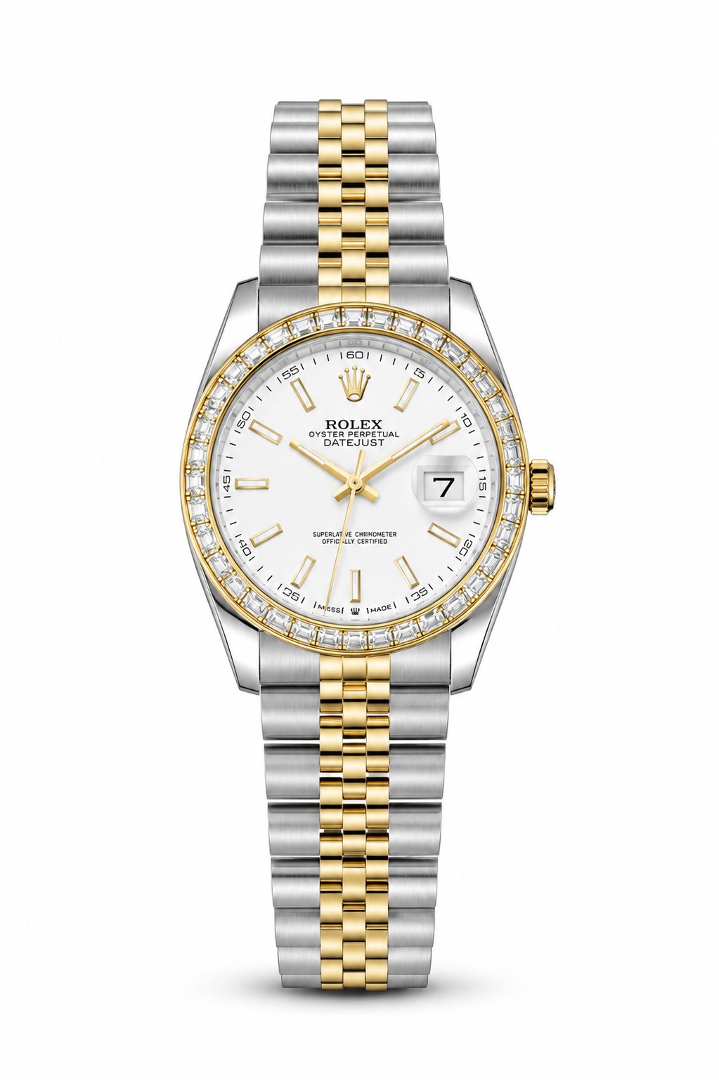 RLX Golden Silver with (White Dial) Diamonds Bezel